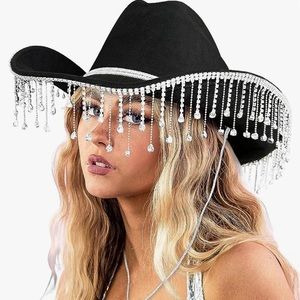 Cowgirl Hat Rhinestone Fringe Cowboy Hat